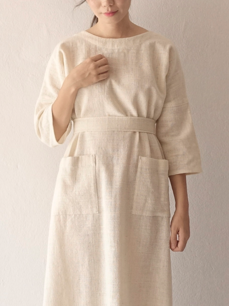 Hand-woven Dress_Organic White