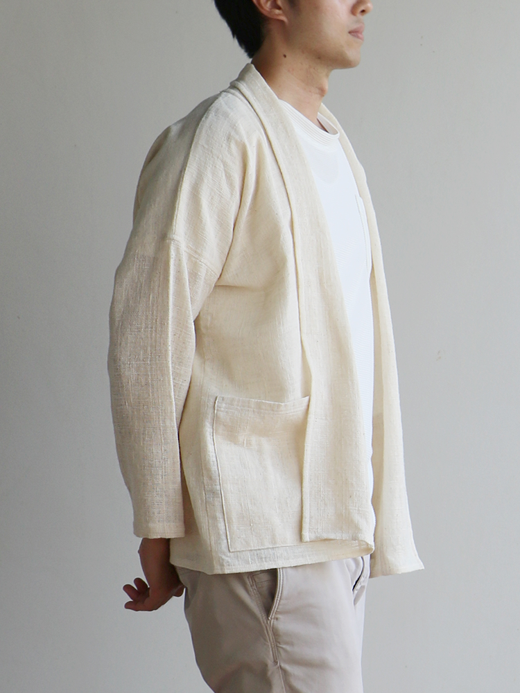 Hand-woven Cardigan for Men_Organic White